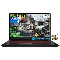 MSI Flagship Katana GF76 17 Gaming Laptop 17.3” FHD IPS 144Hz 11th Gen Intel 8-Core i7-11800H 32GB RAM 512GB SSD + 1TB SSD GeForce RTX 3050 Ti 4GB Backlit USB-C WiFi6 Win10Pro Black + HDMI Cable