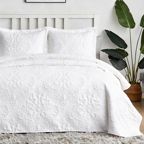 Hansleep White Quilt King Size - Damask Ultrasonic All...