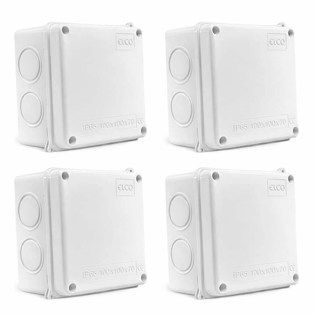 ELCO ABS Junction Box - Waterproof Electronic Project Box Enclosure Case for Electronic Projects, Outdoor, Indoor (100 x 100 x 70 mm) (Pack of 4)