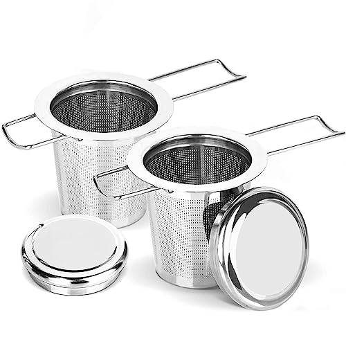 Recopilación de Filtros para té los más recomendados. 48 U Chef Set de 2 Infusor té de Acero Inoxidable con Tapa, Filtro de té Para, Colador de té Para té Suelto, Tetera con Tapa, Asa Plegable, Para Tazas Grandes y Pequeñas