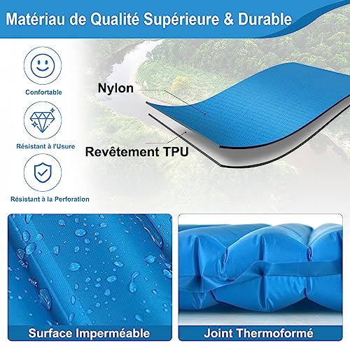 GYMAX Matelas de Couchage Gonflable de Épaisseur 7 CM pour 1 Place Ultraléger, Lit de Camping Pneumatique Imperméable et Confortable pour Camping, Voyage, Randonnée – Image 3
