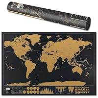 Premium Scratch Map Mit Stylischem Schwarz-Gold-Design, Weltkarte Zum Rubbeln, Inklusive Praktischer Aufbewahrungsbox, Weltkarte Zum Pinnen, Ideal Für Reiseliebhaber Und Als Dekoratives Wandposter