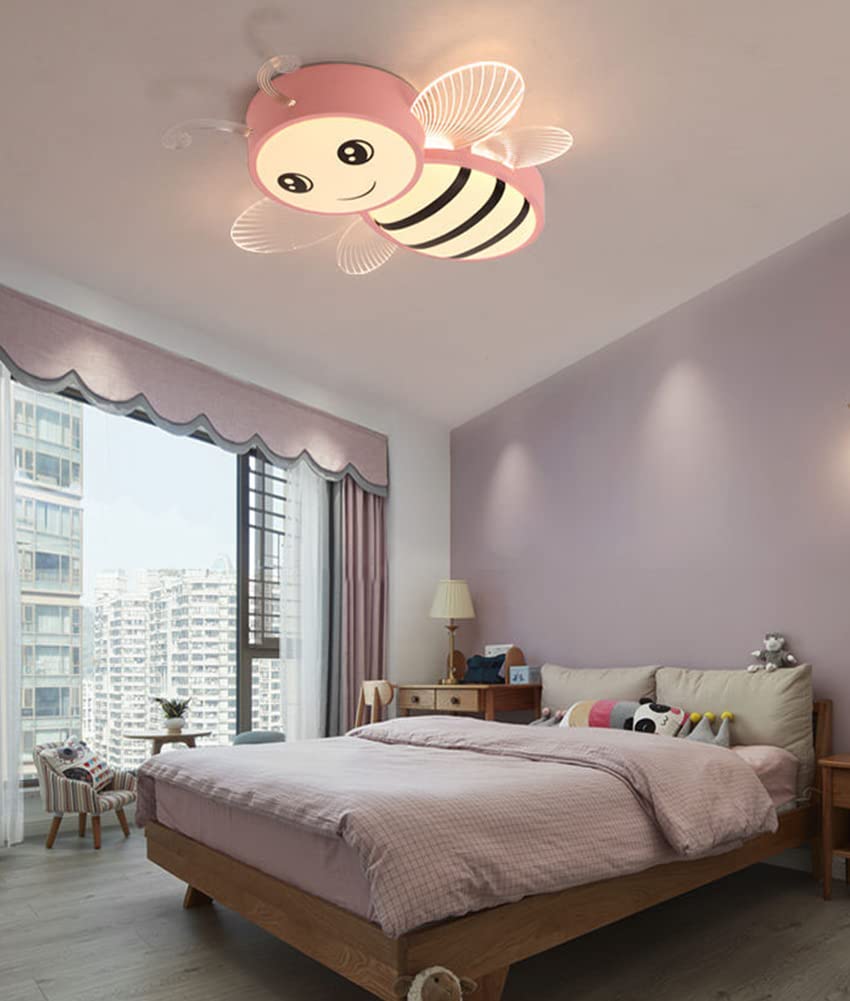 LED Deckenleuchte Dimmbar Kinderzimmer Decken Lampen, mit Fernbedienung 55W Kinderzimmerlampe Schlafzimmer Deko Decke Leuchte Jungen Mädchen Zimmer Deckenlampe Acryl-schirm Design (rosa)