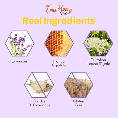 True Honey Teas True Honey Lavender Lemonade Tea Bags - Tranquil Tea For Sleep, Stress Relief And Calm - All Natural Organic Chamomile Herbal Caffeine-Free Blended With Honey Crystals thumb #3