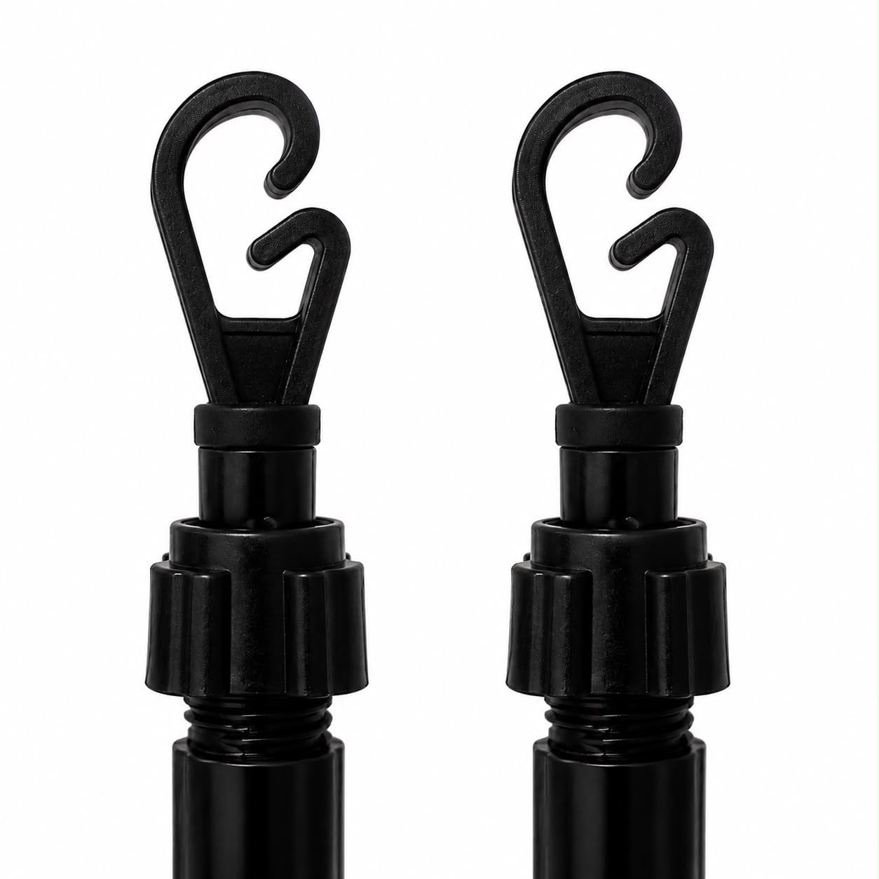 Pack of 2 Heavy Duty Metal 3 Section Telescopic Extendable Home Garden Washing Line Clothes Laundry Support Pole Props Outdoor Indoor Airer Rope String Extendable from 1.3 to 2.4M (Black)