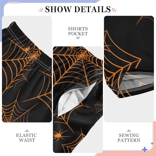 ZZXXB Spider Web Pattern Boys Long Pants Soft Trousers Elastic Waist Kids Lounge Bottoms with Pockets S-XL4