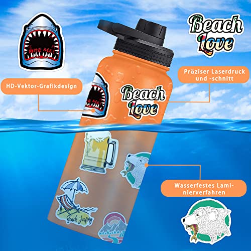Image of Beach Stickers 200 Pcs Summer Beach Sticker Pack, Waterproof Vinyl Stickers for Water Bottles, Laptop, Scrapbooking, Journaling, Skateboard, Notesbook, Luggage, Tumbler, Binder, Cup, Guitar, Diary etc