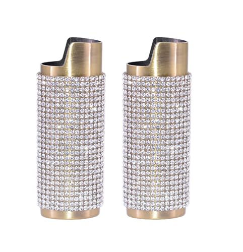 Gold Lighter Cover Sleeve with Crystal Rhinestones LS3