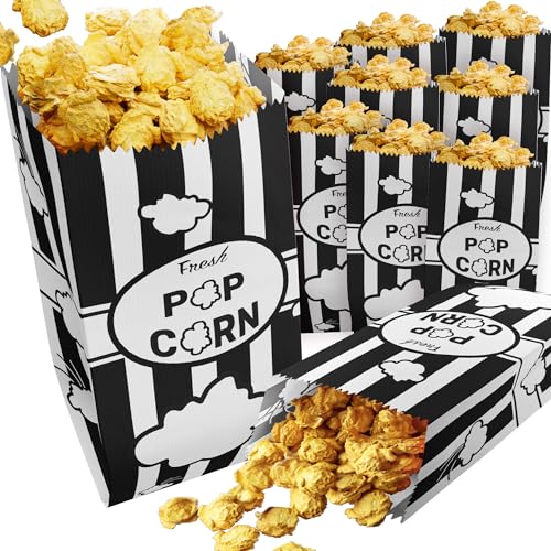 Image of CUSINIUM 1oz Black Paper Popcorn Bags (100-pack) - Carnival Theme - Customizable