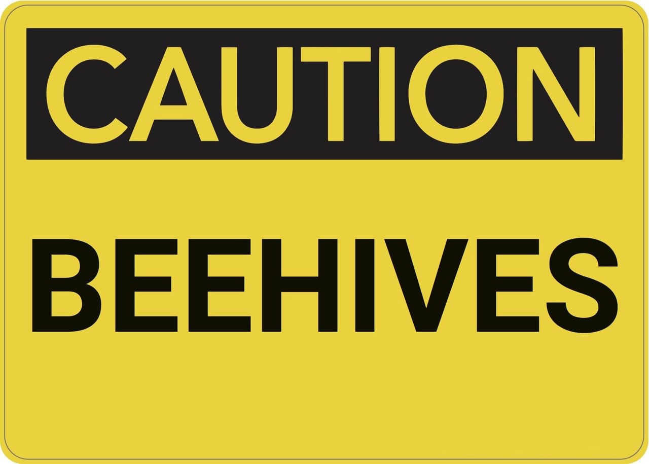 peiyeety Caution: Beehives - Wall Sign Caution Signs Metal Sign Danger Warning Man Cave Yard Indoor Or Outdoor-8x12inch