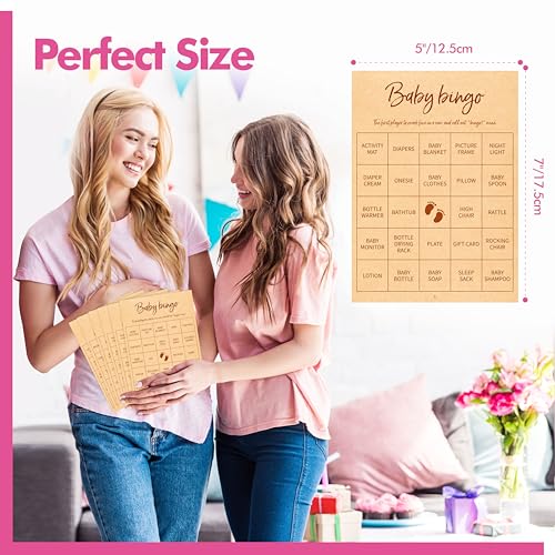 Image of Baby Shower Bingo Game, 50 Bingo Cards Perforated Calling Cards Bingo Games for Baby Shower, Bridal Wedding Shower