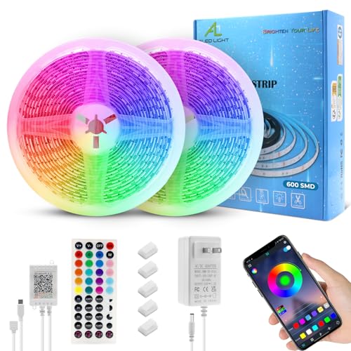Image of Waterproof LED Strip Light 10M (2x5M),60 LED /M,600 LEDs Super Bright,24V 5050 Outdoor RGB Rope Light with Remote APP Control, Music Sync Color Changing for Ceilings /Home /Party /Outdoor Patio Decor