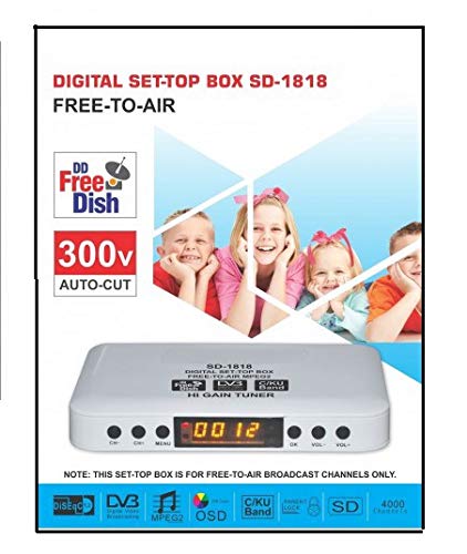 TECH-LOBBY Free Dish Slim SETOP Box with Made India Quality (Slim Series) (NO HDMI,NO WiFi).Support LED ,CRT TV More Than 90 Channels of Dordarshan or Free Dish Stream ( 6 Month Warranty)