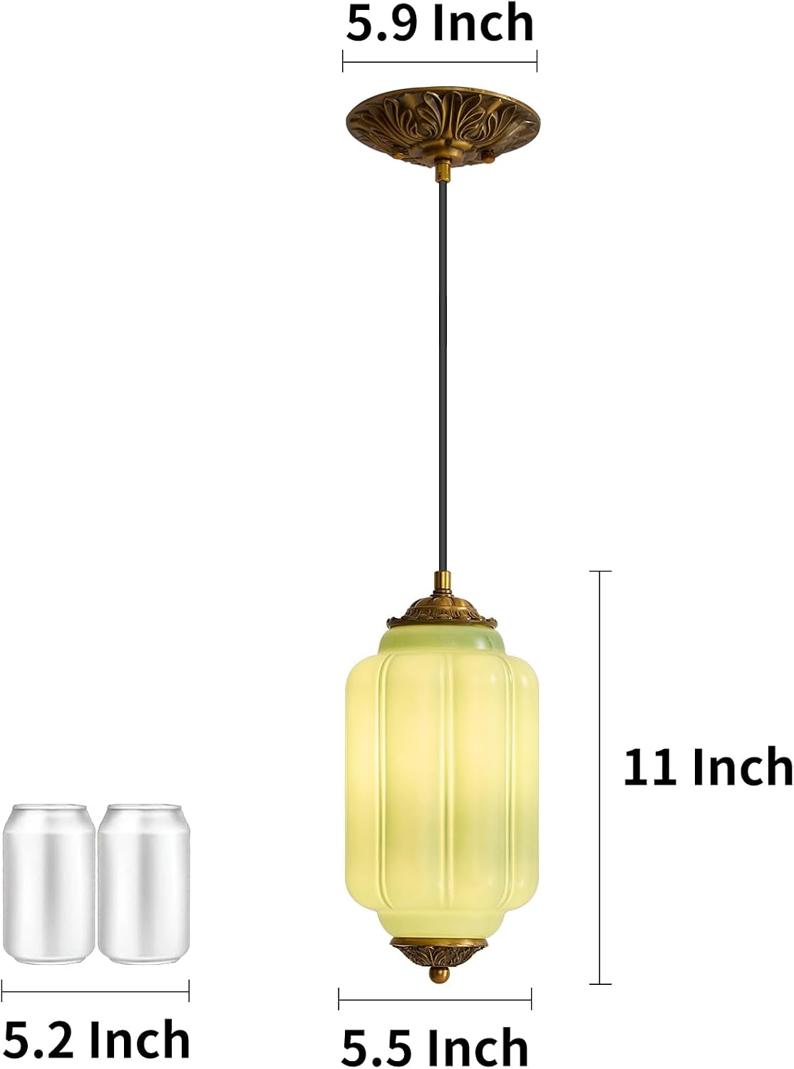 Green Milk Glass Ceiling Light Fixture,Milk Glass Pendant Light ,Semi Flush Mount Pendant Light Vintage Schoolhouse Ceiling Light for Kitchen Island, Living Room, Dining Room, Bedroom (Green, 5.7 In)