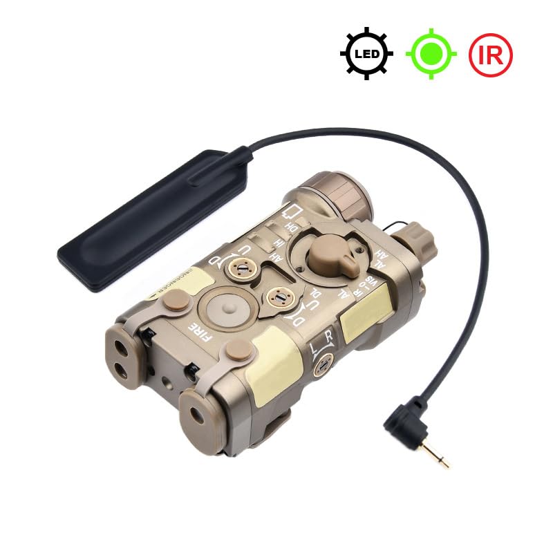 Metal L3-NL Box Aiming Laser Sights(with Green Laser+IR Laser+Whitelight LED Flashlight), and Modular Wire Control Remote Pressure Switch Combo,Tan