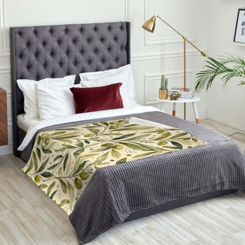 Couverture en fourrure vert olive anti-froid plaid léger lit - 3