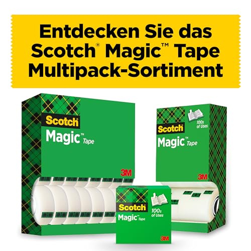 Scotch Magic Klebeband – 1 Roll 19mm x 33m - Transparenter & matter Klebefilm für den alltäglichen Gebrauch