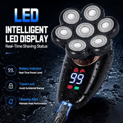 Image of ZOMU Electric Back Shaver for Men - Drop-Proof Snap-Lock Design, 6 in 1 Long Handle Back Groomer with 7D Floating Head, Multi-Function Full Body Trimmer, LED Display, IPX6 Waterproof（Black）