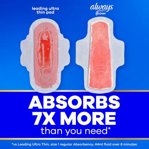 Always Infinity Feminine Pads for Women, Flexfoam Pads with Wings, Size 5, Extra Heavy Overnight Absorbency, Unscented, 30 Count - image 5