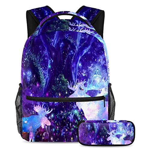 Sac à dos cerf avec trousse pour enfants et étudiants multicolore
