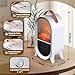 Riseon Portable Electric Fireplace Heater, 1500W/750W Mini Space Heater for Indoor Use with 3D Flame, Thermostat, Carry Handle, Overheat & Tipover Protection, for Home Office Bedroom Desk, White