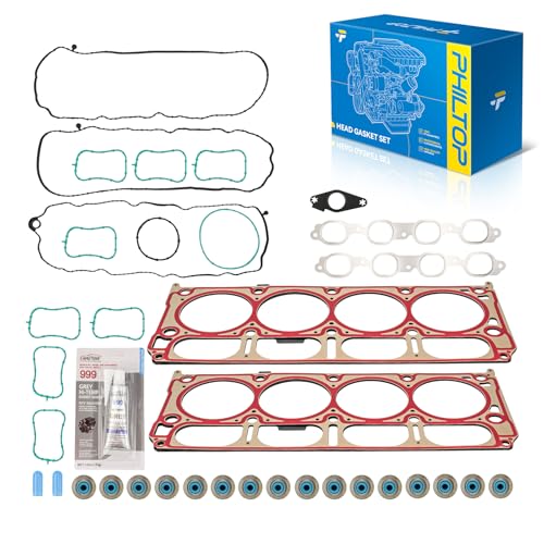Image of PHILTOP HGS3244 Head Gasket Set Fit for Chevy Silverado 1500 /GMC Sierra 1500 2014-2017, Yukon XL /Cadillac Escalade ESV 2015-2017, Corvette 2014-2015, for 6.2L 5.3L 4.3L Engine Cylinder Head Gasket Kit