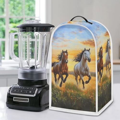 Image of Horse Blender Cover Dust Cover with Handle Blender Covers for Kitchen Counter Portable Food Processor Cover Washable Small Kitchen Appliance Cover Fits Most Standard Size