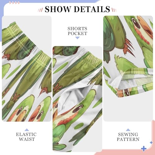 Green Bird Parrot Boys' Pajama Bottoms Boys Pants Soft PJ Bottoms Comfy Lounge Long Pants with 2 Pockets4