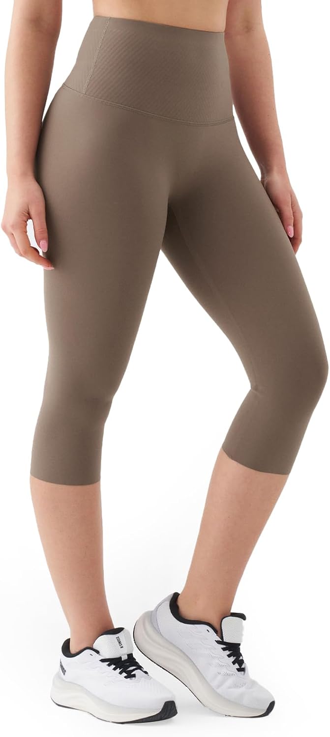 K-Swiss Women's 16" Capri Leggings - No Front Seam Soft Stretchy High Waist