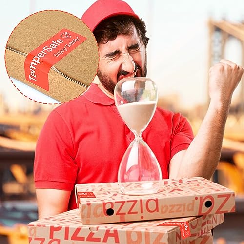 500 Pieces Tamper Evident Label1* 3 Inch Food Delivery Stickers Temper Proof Tape Roll Safe Secure Tamper Evident Seals for Food Container Pizza Boxes (Red) - Thumbnail 7