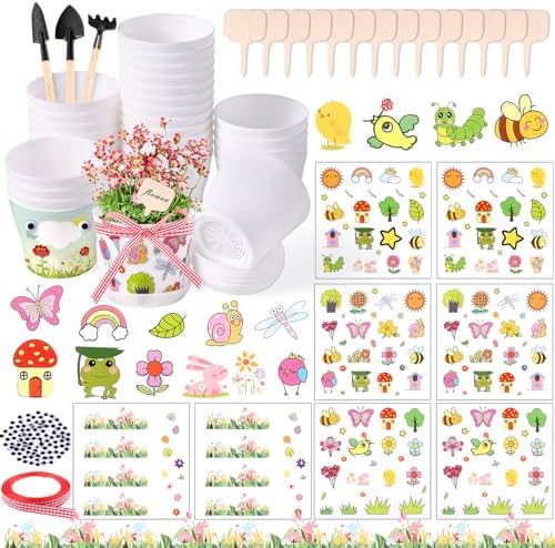 Amazon.com: Gueevin 50 Pack Garden Paper Pot Craft Kit Flower Plant ...