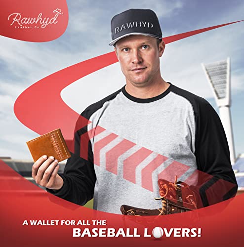 Raw Hyd Leather Baseball Wallet - Rfid Blocking Stitched Mens Leather Wallets - Baseball Wallets For Men - Full-Grain Leather Bifold Wallets For Men – Baseball Gifts For Men #TOP7