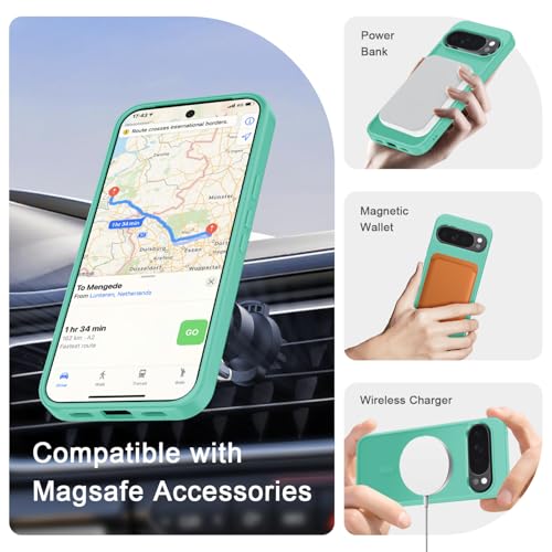 Image of for Google Pixel 10 /10 Pro Case, Matte Magnetic Phone Cover [with 1 Screen Protector] [Support for MagSafe] [Shockproof Military Grade Protection] Translucent Frosted Back, Teal