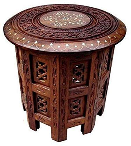 The Craftsman Royal Sheesham Wood Side Table (13 inch - H,12-W Round)