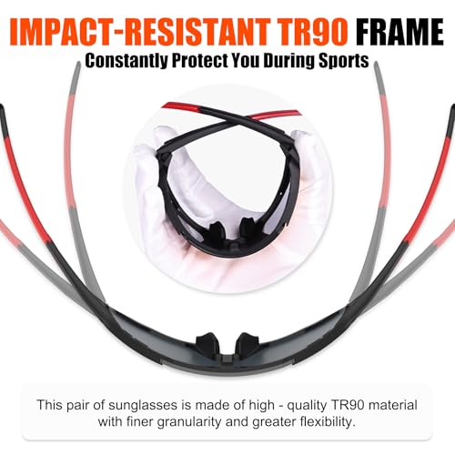 Image of X-TIGER Polarized Sports Sunglasses with 5 Interchangeable Lenses,Mens Womens Cycling Bike Glasses,Baseball Running Fishing