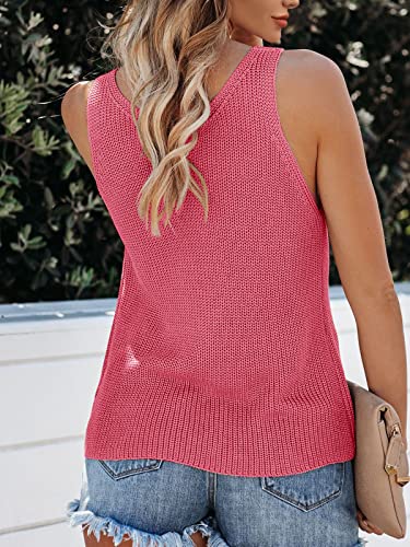 Image of Tutorutor Womens V Neck Sweater Tank Tops Summer Crochet Knit Vest Top