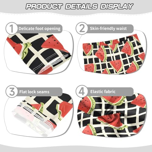 Watermelon Slice Plaid Print Girls Leggings Soft Stretch Workout Yoga Dance Pants for Kids Casual Tights3