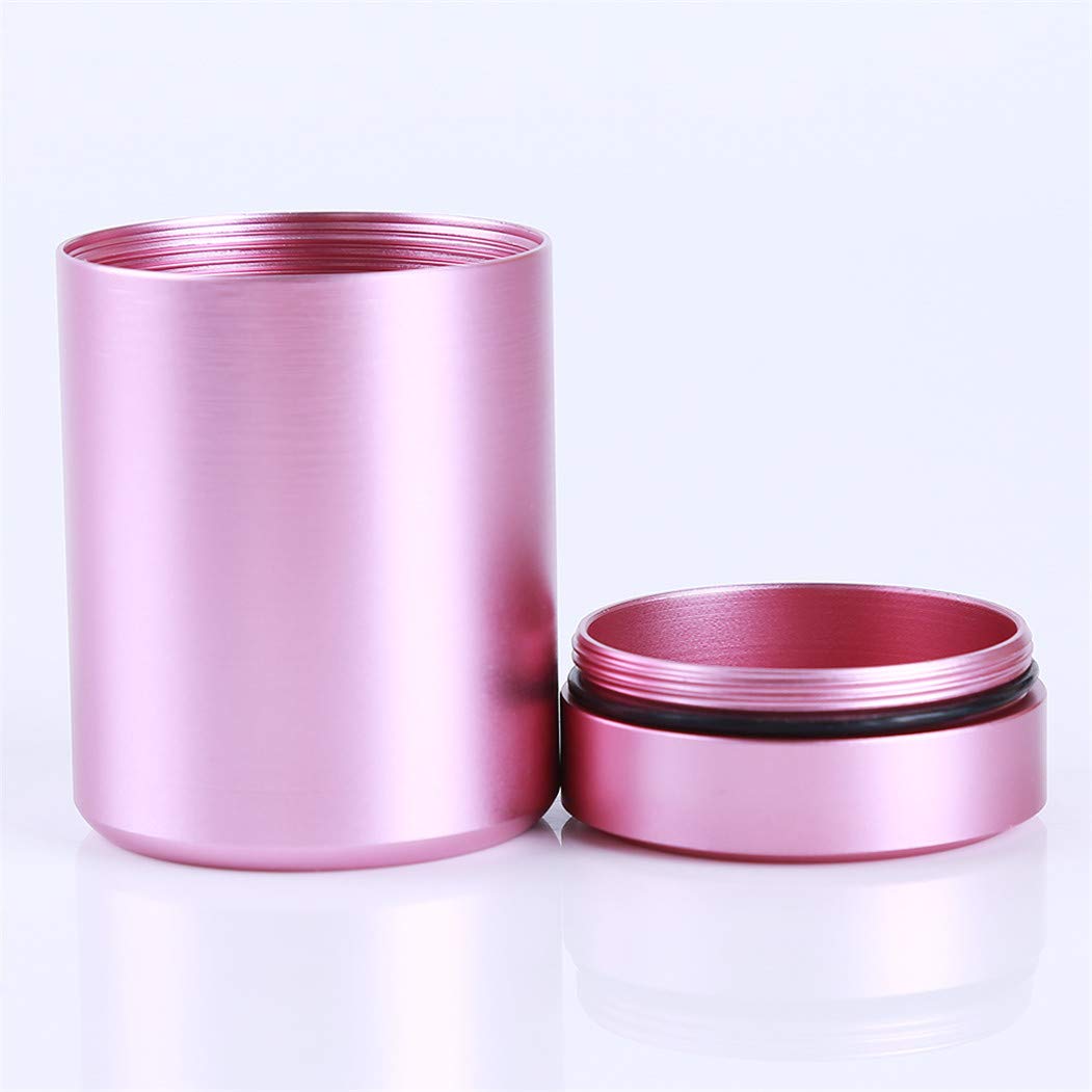 ICUTEDIY Portable Mini Tea Can Aluminum Herb Stash Jar Seal Smell Proof Container Spice Organizer Storage Tool,Pink