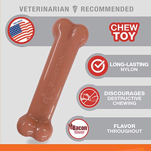 Nylabone 982903 Dura Power Chew, knochenförmig, Doppelpack mit Speck- und Hähnchengeschmack, für mittelgroße Hunde (bis 16 kg), M