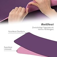 TOPLUS Gymnastikmatte, Yogamatte Yogamatte Gepolstert & rutschfest für Fitness Pilates & Gymnastik mit Tragegurt (Lila-Pink) – Ansicht 6