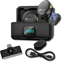 Microfone Lapela Sem Fio profissional Kit Duplo USB-C 40H Bateria - Case LED Compatível iPhone 15/16 Android - IA Redução Ruído Profissional Ideal Para YouTube TikTok Podcast Gravação Premium