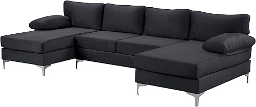 Miniatura 180 de Sofá modular moderno en forma de L, con diván extra ancho y patas doradas Gris,Negro -,Verde,Naranja,Gris oscuro,marino,Púrpura