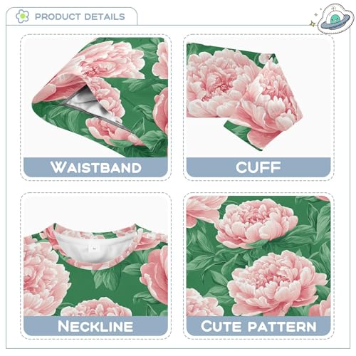 JUNZAN Cute Peonies Green Little Kids Pullover Hoodie Fleece Fall Tops Shirts Sports 4T3