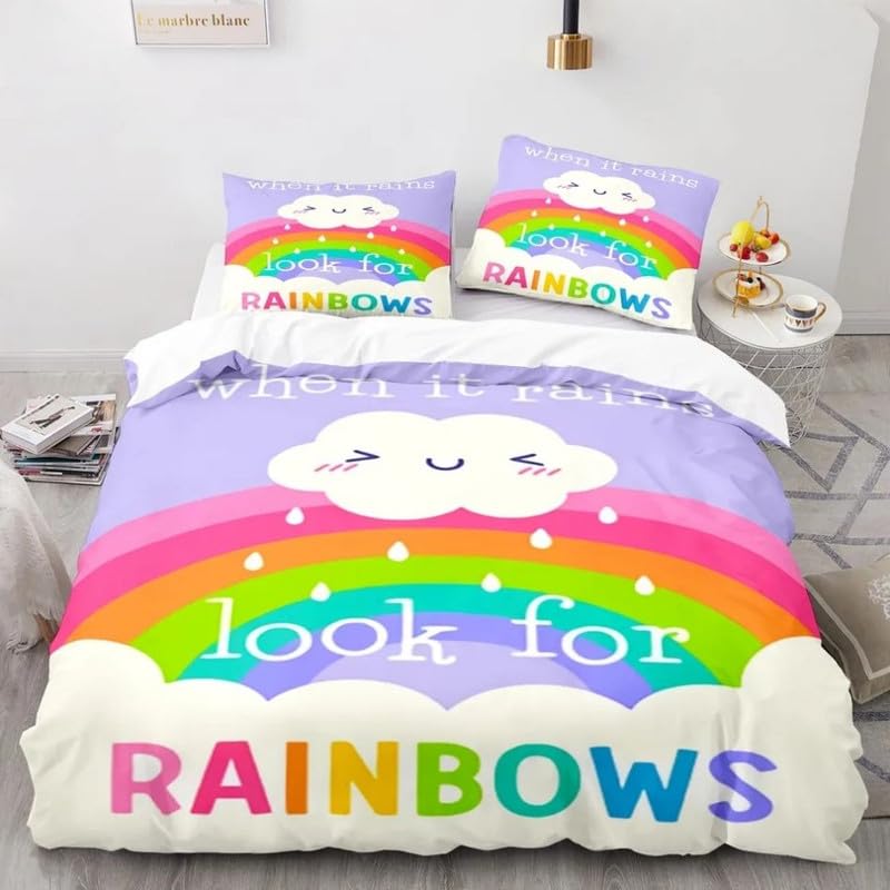 Funda nórdica arco iris morado de 155x220cm para evitar el frío en cama 90