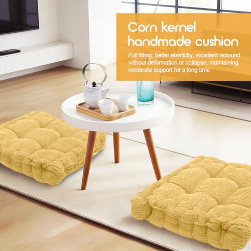 Cojines para silla de 40x40 cm juego de 2 piezas acolchadas de color amarillo para suelo y exterior 3