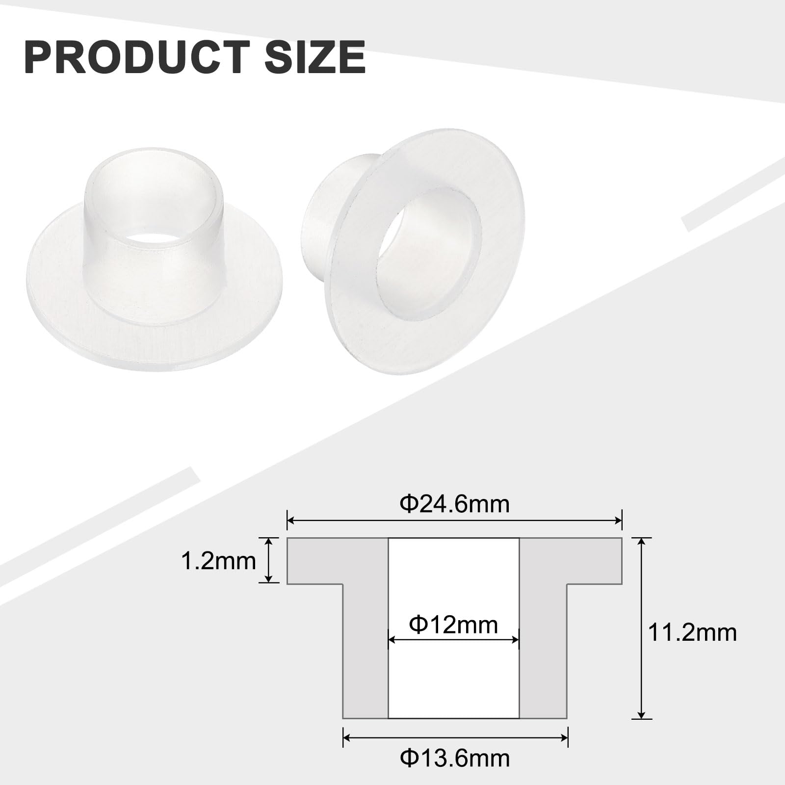 12 Pezzi Cuscinetti A Maniche Flangiate In Nylon &ndash; 8mm X 10,6mm X 12mm &ndash; Boccole Nere (uxcell)