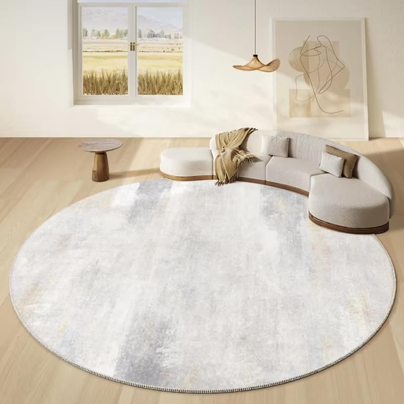 Tapis rond luxueux et minimaliste au design épuré pour décoration haut de gamme