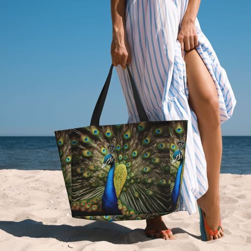 Sac à bandoulière protégeant du sable avec imprimé plumes de paon - 4