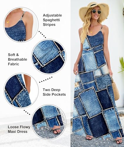 Image of Wolddress Womens Maxi Dress with Pockets 2026 Casual Strap Plus Size Loose Plain Long Office Summer Beach Travel Dresses S-5X