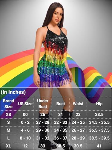 Image of Kaei&Shi Sequin Fringe Romper,Sparkly Glitter Metallic Jumpsuits For Women,Backless Shorts Dress Disco Birthday Dance Outfit